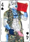 2017 animal_genitalia animal_penis anthro canid canine canine_genitalia canine_penis canis card card_template clothed clothing copyright_symbol digital_media_(artwork) dog_tags domestic_dog erection fonyaa four_of_spades fur genitals holding_object knot looking_at_viewer male mammal marines military muscular muscular_anthro muscular_male pecs penis pink_penis playing_card playing_card_template simple_background smile solo spades_(suit) standing suit_symbol symbol tongue tongue_out tools white_body white_fur