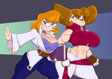 alternate_costume anthro big_breasts book breasts brown_hair cleavage clothed clothing crop_top duo eyewear female fingerless_gloves glasses gloves hair handwear mature_female midriff navel red_hair shirt thick_thighs topwear zipper joelasko disney goof_troop kingdom_hearts square_enix peg_pete sylvia_marpole canid canine canis domestic_dog mammal 2018 crossover