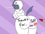 anthro anthrofied blush body_writing breasts butt female fur marker milestone nipples number number_on_body pokemorph solo strikethrough text text_on_body underline white_body white_fur writing_on_butt writing_utensil tetz_(artist) nintendo pokemon kaye_(tetz) absol generation_3_pokemon pokemon_(species) 4:3 absurd_res hi_res