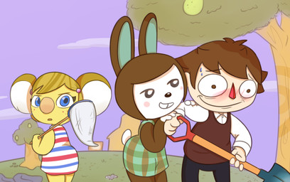 4_fingers accessory anthro bent_arm big_nose black_eyes black_nose blonde_hair blue_eyes blue_sky blush bodily_fluids brown_clothing brown_eyes brown_hair brown_topwear brown_vest bug_net building closed_smile clothed clothed_anthro clothed_female clothed_human clothed_male clothing cloud dress female female_anthro fingers flirting freckled_face freckles fruit_tree fully_clothed fully_clothed_human fully_clothed_male fur furrowed_brow furrowed_eyebrows grass green_clothing green_dress green_inner_ear group hair hair_accessory hand_on_arm holding_bug_net holding_object holding_shovel holding_tool light long_ears looking_at_another looking_back looking_back_at_another male male_human mouth_closed multicolored_clothing multicolored_dress multicolored_hair nervous nervous_smile nervous_sweat no_pupils open_mouth pattern_clothing pattern_dress pink_freckles pink_nose plaid plaid_clothing plaid_dress plant pupils red_nose rock scut_tail short_hair short_tail shovel sky smile smiling_at_another striped_clothing striped_dress stripes sweat tail tan_body tan_skin teeth text thick_thighs thin_eyebrows tools tooth_gap toothy_grin topwear tree triangle_nose trio two_tone_hair vest white_body white_clothing white_dress_shirt white_fur white_inner_ear white_pupils white_tail wide_eyed yellow_body yellow_fur cookieboy011 animal_crossing nintendo alice_(animal_crossing) carmen_(animal_crossing) villager_(animal_crossing) human koala lagomorph leporid mammal marsupial rabbit vombatiform 2021 colored digital_drawing_(artwork) digital_media_(artwork) english_description english_text lighting shaded story story_in_description