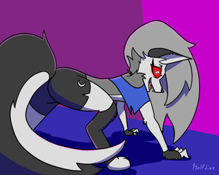 all_fours anthro arm_tuft black_nose blinking breath butt cheek_tuft clothing collar eyebrow_piercing facial_piercing facial_tuft female fluffy fluffy_tail footwear fur gloves glowing glowing_eyes grey_body grey_fur grey_hair hair handwear long_hair looking_at_viewer panting piercing presenting presenting_hindquarters shaking_butt sharp_teeth shoulder_tuft smile smiling_at_viewer socks solo spiked_collar spikes tail teeth tuft half_dime hellaverse helluva_boss mythology loona_(helluva_boss) canid canid_demon canine canis demon hellhound mammal mythological_canine mythological_creature wolf 5:4 animated animated_gif hi_res short_playtime