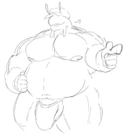 belly big_arms big_bulge big_muscles bulge clothing detailed_bulge genital_outline hat headgear headwear male muscular muscular_male pecs penis_outline simple_background underwear blueberryperi hal_shellby_(entitropy) gastropod mollusk snail monochrome sketch sketch_page