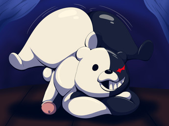 anthro ass_up balls big_butt big_penis butt genitals handstand huge_butt looking_at_viewer male male_anthro nude nude_anthro nude_male penis shortstack shortstack_male solo theater tepigfan101 danganronpa spike_chunsoft monokuma bear mammal 2023 digital_media_(artwork) hi_res