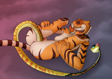 anthro anthro_on_feral anthro_penetrated anus bestiality bodily_fluids breasts duo female female/female female_on_anthro female_on_feral female_penetrated female_penetrating female_penetrating_anthro female_penetrating_female feral feral_penetrating feral_penetrating_anthro feral_penetrating_female genital_fluids genitals interspecies penetration sex tail tail_fetish tail_in_vagina tail_insertion tail_play tail_sex vaginal vaginal_fluids vaginal_penetration vulva sabrotiger dreamworks kung_fu_panda master_tigress master_viper felid mammal pantherine reptile scalie snake tiger viper 2017 absurd_res digital_media_(artwork) hi_res