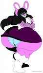 anthro big_butt black_hair bottomwear breasts buckteeth butt clothing eyewear female fur glasses green_eyes hair huge_butt huge_thighs multicolored_body multicolored_fur panties pink_body pink_fur ponytail shirt skirt solo teeth thick_thighs topwear two_tone_body two_tone_fur underwear white_body white_fur deonwolf fia_(deonwolf) lagomorph leporid mammal rabbit 2009 flat_colors hi_res