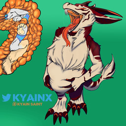 anthro bared_teeth bodily_fluids claws comforting duo feral fluffy fluffy_tail fur internal male male/male mouth_shot open_mouth oral_vore orange_insides pawpads paws saliva striped_body striped_fur stripes tail toe_claws tongue tongue_out vore kyain canid canine canis domestic_dog hybrid mammal 1:1 absurd_res hi_res