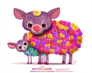 ambiguous_gender beady_eyes black_eyes button_(fastener) duo fabric feral fur grey_body grey_fur humor pun simple_background size_difference visual_pun white_background piper_thibodeau bovid caprine mammal sheep 2019 digital_media_(artwork) digital_painting_(artwork) painting_(artwork)