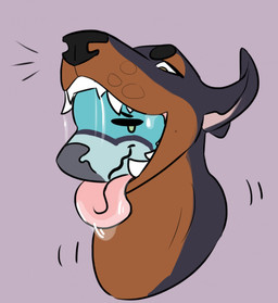 anthro feral oral_vore swallowing vore hyenabait canid canine canis deer dobermann domestic_dog mammal pinscher hi_res
