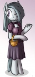 anthro anthrofied basket breasts clothing container dress female fur grey_body grey_fur grey_hair hair purple_eyes rock simple_background smile solo tail tg-0 friendship_is_magic hasbro my_little_pony marble_pie_(mlp) earth_pony equid equine horse mammal pony 2013