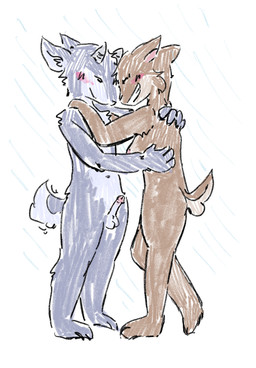 4_fingers anthro balls blush breasts brown_body brown_fur butt duo erection female fingers fur genitals grey_body grey_fur horn male male/female navel nipples nude penis romantic romantic_couple shower simple_background smile tail tail_motion tailwag sssnivy69 bovid caprine deer goat mammal