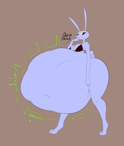 abdominal_bulge anthro belly big_belly black_bra black_clothing black_eyes black_underwear bra breasts brown_background clothing crossgender eyelashes female finger_in_mouth gurgle_(sound_effect) huge_belly hyper hyper_belly motion_lines mtf_crossgender navel onomatopoeia purple_body purple_ears purple_tail rumbling_stomach scut_tail short_tail simple_background slosh sloshing_belly solo sound_effects tail text thick_thighs three-quarter_view underwear vore yellow_sclera oveja-tactica glitch_productions the_amazing_digital_circus jax_(tadc) lagomorph leporid mammal rabbit 2025 absurd_res colored digital_drawing_(artwork) digital_media_(artwork) flat_colors hi_res signature