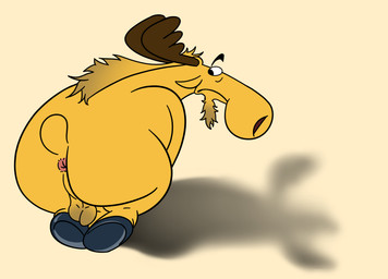 anthro antlers anus back_hair balls beard bent_legs bent_over body_hair brown_background butt facial_hair fur genitals hair hooves horn kneeling legs_together looking_back male presenting presenting_anus presenting_hindquarters raised_tail scut_tail shadow short_tail simple_background solo tail tail_anus yellow_body yellow_fur bob-jiggles numb_chucks dwayne_(numb_chucks) deer mammal moose new_world_deer absurd_res hi_res