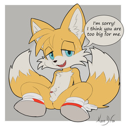 2_tails anthro balls black_nose black_outline blue_eyes bodily_fluids border cheek_tuft chest_tuft clothing countershade_fur countershading dialogue dipstick_tail facial_tuft fangs fluffy fluffy_tail footwear fur genitals gloves grey_background half-closed_eyes handwear inner_ear_fluff looking_at_viewer male male_anthro markings micropenis multi_tail multicolored_clothing multicolored_footwear multicolored_shoes narrowed_eyes open_mouth outline penis red_clothing red_footwear red_shoes shoes simple_background sitting small_balls small_penis solo speech_bubble spread_legs spreading sweat tail tail_markings talking_to_viewer teeth text tuft two_tone_clothing two_tone_footwear two_tone_shoes white_body white_border white_clothing white_countershading white_footwear white_fur white_gloves white_handwear white_shoes yellow_body yellow_fur young young_anthro young_male kurodfox sega sonic_the_hedgehog_(series) miles_prower canid canine fox mammal 1:1 2025 digital_drawing_(artwork) digital_media_(artwork) english_text flat_colors hi_res signature