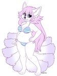 breasts clothing female fur hair purple_eyes purple_hair simple_background smile solo underwear white_body white_fur minettefraise canid canine fox mammal hi_res