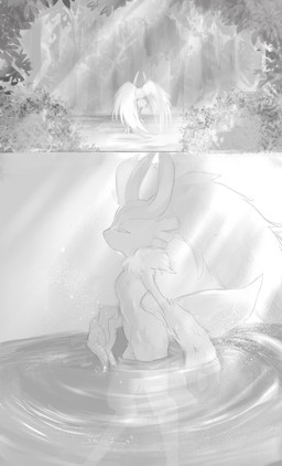 2_horns ambiguous_gender anthro biped chest_tuft digitigrade eyes_closed featureless_crotch forest forest_background head_wings horn huge_wings lake markings mouthless nature nature_background neck_tuft nude nude_anthro outside partially_submerged plant skinny_dipping solo tail text tree tuft unusual_wing_placement wings gemini_kirby kirby_(series) nintendo fecto_elfilis alien chinchilla chinchillid mammal rodent starling_(kirby) absurd_res black_and_white comic digital_drawing_(artwork) digital_media_(artwork) digital_painting_(artwork) english_text hi_res monochrome painting_(artwork)