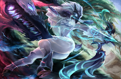 aiming_weapon anthro arrow_(weapon) bow_(weapon) butt dipstick_arms dipstick_ears dipstick_legs dirt duo dutch_angle ear_markings energy_emissions female feral fur gloopy_mouth glowing glowing_eyes glowing_markings glowing_mouth grass hooves male markings mask multicolored_ears plant ranged_weapon sheep_tail spiral_markings tail teeth tree twisting_around weapon white_body white_fur aqualitas5 yuhan5 league_of_legends riot_games tencent kindred_(lol) lamb_(lol) wolf_(lol) bovid canid canine canis caprine mammal sheep wolf absurd_res hi_res