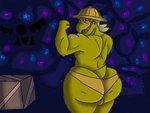 4:3 anthro big_butt bulge butt clothed clothing gerson hair hi_res looking_at_viewer looking_back male non-mammal_hair open_mouth reptile sbeve_wagon scalie smile solo thick_thighs turtle undertale undertale_(series)