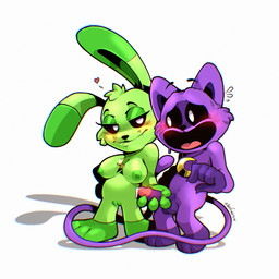 anthro blush bodily_fluids breasts charm_(jewelry) cum duo female genital_fluids genitals image_sequence male male/female penis penis_grab shy shy_smile smile smiling_at_another danigrex2n mob_entertainment poppy_playtime smiling_critters catnap_(poppy_playtime) hoppy_hopscotch felid feline lagomorph leporid mammal rabbit 1:1 absurd_res hi_res