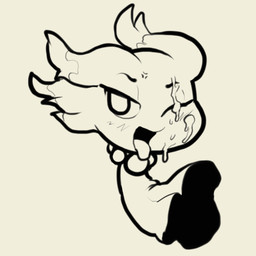 angry bodily_fluids cum cum_on_face female genital_fluids not_furry solo tongue tongue_out itsunknownanon nintendo pokemon generation_2_pokemon ghost misdreavus pokemon_(species) spirit 1:1 line_art monochrome