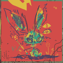 ambiguous_gender feral fur green_body green_fur holding_object holding_wand solo surrealism toony wand naircat lagomorph leporid mammal rabbit 2015 digital_drawing_(artwork) digital_media_(artwork) restricted_palette