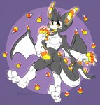 absurd_res anthro balls bat candy candy_corn candy_corn_finger candy_corn_penis canid canine canis claws colored dessert digital_media_(artwork) dragon emufur fangs fangz_the_bat-dragon food fur furred_dragon furred_scalie genitals glowing glowing_claws glowing_ears glowing_eyes glowing_genitalia glowing_markings glowing_penis glowing_tongue grey_body grey_fur hair halloween hi_res holidays horn hybrid looking_at_viewer male mammal markings membrane_(anatomy) membranous_wings mythological_creature mythological_scalie mythology neck_tuft nude open_mouth orange_body orange_fur pawpads paws penis pubes scalie signature simple_background smile solo tail teeth tongue tuft white_pawpads wings