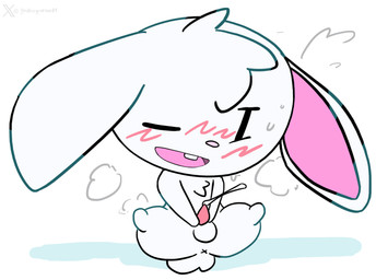 anus bodily_fluids cum feral fur genital_fluids genitals male masturbation penis simple_background solo white_body white_fur godforgiveme4 runny_bunny lagomorph mammal hi_res