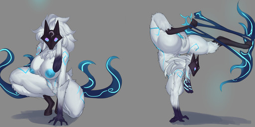 4_fingers action_pose aiming_weapon anthro anus areola arm_tuft big_breasts blue_anus blue_areola blue_nipples blue_vulva bow_(weapon) breasts butt chest_tuft crouching dipstick_ears ear_markings elbow_tuft female fingers fur fur_markings genitals grey_background handstand holding_bow_(weapon) holding_object holding_ranged_weapon holding_weapon hooves markings mask multicolored_body multicolored_ears multicolored_fur multiple_poses nipples pose ranged_weapon simple_background small_waist solo thick_thighs tuft two_tone_body two_tone_fur upside_down vulva weapon white_body white_fur khaio league_of_legends riot_games tencent kindred_(lol) lamb_(lol) bovid caprine mammal sheep 2024 absurd_res hi_res