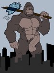 anthro balls biceps casual_erection casual_nudity erection foreskin fur genitals humanoid_genitalia humanoid_penis macro male manly muscular muscular_anthro muscular_male nipples nude pecs penis solo gorrizz king_kong_(series) king_kong ape gorilla haplorhine mammal primate hi_res