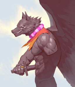 5_fingers abdominal_impalement anthro athletic athletic_anthro athletic_male back_wings black_body black_feathers black_fur black_wings blue_background clothed clothing digit_ring empty_eyes feathered_wings feathers finger_ring fingers frown fur furrowed_eyebrows holding_melee_weapon holding_object holding_sword holding_weapon jewelry male melee_weapon missing_arm orange_clothing orange_topwear pink_clothing pink_topwear purple_clothing purple_topwear scowl side_view simple_background snout solo spread_wings sword teeth_showing topless topless_anthro topless_male topwear torn_clothing torn_topwear weapon white_eyes wings yellow_clothing yellow_topwear kingarthur_i homestuck ms_paint_adventures bec_noir jack_noir alien canid carapacian mammal 2023 colored digital_drawing_(artwork) digital_media_(artwork) half-length_portrait portrait
