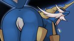 anus butt female feral fur genitals looking_at_viewer nude pussy smile solo beautyfromabove nintendo pokemon sapphire_(itsdraconix) generation_5_pokemon mammal pokemon_(species) samurott 16:9 4k absurd_res hi_res widescreen