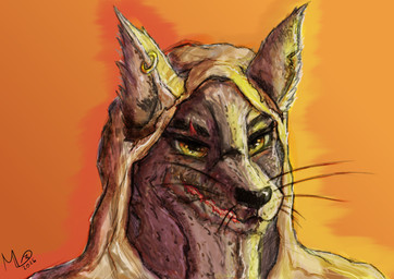 abstract_background amber_eyes ambiguous_gender anthro clothed clothing egyptian eyeliner fur furgonomic_headwear furgonomics headgear headwear hood ixi_raxiq looking_at_viewer makeup multicolored_body multicolored_fur scar simple_background solo sunset topwear maxwell_longtail dungeons_and_dragons hasbro wizards_of_the_coast canid canine canis jackal khenra_(species) mammal absurd_res digital_media_(artwork) hi_res