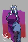 anthro areola areola_slip barely_visible_genitalia barely_visible_pussy beak beakstick belly belly_overhang big_belly big_breasts blue_body blue_feathers breasts clothed clothed_anthro clothed_female clothing eyelashes eyeshadow feathers female female_anthro furgonomics genitals green_eyes huge_breasts ineffective_clothing legwear lipstick makeup mature_anthro mature_female navel nipple_outline nipple_slip nipples no_underwear non-mammal_breasts non-mammal_navel non-mammal_nipples overweight overweight_anthro overweight_female pussy side_boob skimpy skimpy_dress solo standing thick_thighs thigh_highs wardrobe_malfunction white_body white_feathers wide_hips wayesh josephine_(wayesh) avian bird common_gull gull lari larid hi_res signature