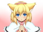 :o accessory blonde_hair blue_eyes blush female hair hair_accessory hand_holding looking_at_viewer open_mouth solo musouduki touhou alice_margatroid domestic_cat felid feline felis humanoid mammal 2014 4:3 unavailable_at_source