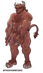 anthro balls belly_hair body_hair chest_hair erection genitals happy_trail horn male muscular muscular_male nipples nude penis pubes solo thickhornstudio european_mythology greek_mythology mythology mauricio bison bovid bovine cattle mammal minotaur hi_res