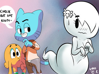 aged_up alternative_fashion anthro big_breasts big_butt blue_body blue_fur breasts butt clothed clothing dialogue emo emo_haircut female fur group hair hair_over_eye happy male nude one_eye_closed one_eye_obstructed shy simple_background smile text thick_thighs wide_hips young waniramirez cartoon_network the_amazing_world_of_gumball carrie_krueger darwin_watterson aquatic domestic_cat felid feline felis fish ghost mammal spirit 4:3 english_text adopted_(lore) brother_(lore) brothers_(lore) sibling_(lore)
