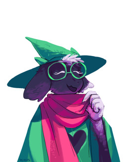 5_fingers anthro clothing eyes_closed eyewear fingers floppy_ears fur glasses happy hat headgear headwear heart_symbol long_ears male open_mouth scarf shadow simple_background smile solo white_background white_body white_fur vxnusian deltarune undertale_(series) ralsei bovid caprine darkner goat mammal 2018 absurd_res hi_res