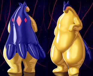 abstract_background ambiguous_gender anthro bedroom_eyes glistening glistening_body glowing glowing_eyes inflatable latex looking_at_viewer looking_back narrowed_eyes red_eyes seductive solo streamers thick_thighs yellow_underbelly malevolified nintendo pokemon animate_inanimate generation_2_pokemon living_inflatable pokemon_(species) typhlosion 2021