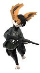 3d_(artwork) 9:16 absurd_res acr anthro assault_rifle basedvulpine biped canid canine clothed clothing digital_media_(artwork) duckyawesome_(character) fur gun hair hi_res holding_object holding_weapon jacket legwear male mammal open_mouth ranged_weapon rifle school_uniform simple_background solo standing topwear uniform weapon