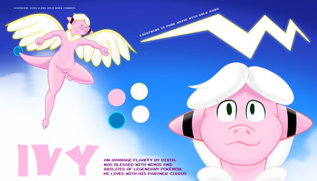 anthro fur hooves lightning_bolt male spread_wings text wings wool_(fur) cirrus_(artist) nintendo pokemon ivy_(cirrus) flaaffy generation_2_pokemon pokemon_(species) 7:4 absurd_res english_text hi_res model_sheet