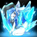 anthro blush bunny_costume clothing costume crystal female kemono looking_at_viewer open_mouth seductive sitting solo joeri_kunisaki nintendo pokemon eeveelution generation_4_pokemon glaceon pokemon_(species) 1:1 hi_res