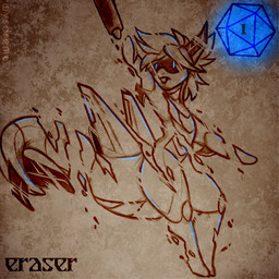 anthro blue_dice blue_eyes critical_roll d20 dice eraser erasing female hair holidays number raised_arm solo spiky_hair standing tail tongue tongue_out wysdrem halloween reptile scalie 1:1 hi_res