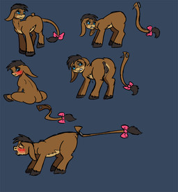 accessory anus black_hair blue_background blush bow_(feature) bow_accessory bow_ribbon brown_body brown_fur butt eyes_closed female feral fur furgonomics genitals hair moan nude open_mouth pin_the_tail_on_the_donkey presenting presenting_anus presenting_hindquarters presenting_vulva raised_tail ribbons simple_background solo tail tail_accessory tail_bow tail_grab tail_pull tail_removed tail_ribbon vulva alorix gameland liza_(alorix) asinus donkey equid equine mammal 2015