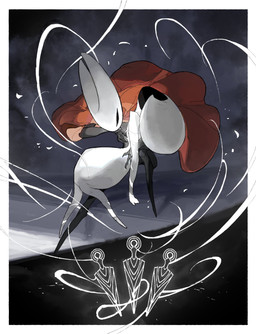 anthro biped black_body black_eyes cloak clothing detailed_background duo dying empty_eyes eyes_closed female female_anthro female_humanoid gash holding_another hornet's_needle mouthless red_cloak red_clothing silk unconscious white_body wounded darkdog hollow_knight:_silksong hollow_knight_(franchise) team_cherry hornet_(hollow_knight) lace_(hollow_knight:_silksong) arthropod humanoid 2025 absurd_res digital_drawing_(artwork) digital_media_(artwork) hi_res