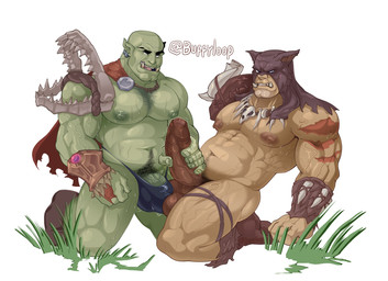 abs balls biceps clothing deltoids duo erection foreskin genitals glans humanoid_genitalia humanoid_penis male male/male masturbation muscular muscular_humanoid muscular_male nipples obliques partially_retracted_foreskin pecs penis pubes thong underwear vein veiny_muscles veiny_penis buffyloop blizzard_entertainment warcraft rexxar humanoid orc 2024 digital_media_(artwork) hi_res