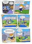 anthro blue_clothing blue_shirt blue_topwear clothing far female grey_body group hair male orange_hair outside shirt simple_background speech_bubble text topwear white_body agouti-rex animal_humanoid arthropod arthropod_humanoid bovid caprine domestic_cat felid feline felis gargoyle goat humanoid insect insect_humanoid lepidopteran lepidopteran_humanoid mammal moth_humanoid 2015 comic english_text
