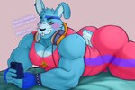 2024 5_fingers anthro biceps big_butt blue_body blue_fur bubble_butt buckteeth butt cafeaubandage cellphone clothing dialogue digital_drawing_(artwork) digital_media_(artwork) ear_piercing ear_ring electronics english_text fingerless_gloves fingers five_nights_at_freddy's five_nights_at_freddy's:_security_breach fluffy fluffy_tail fur glamrock_bonnie_(fnaf) gloves handwear headphones headphones_around_neck huge_butt huge_thighs jumpsuit lagomorph leporid looking_at_viewer male mammal multicolored_body multicolored_fur muscular muscular_anthro muscular_male pecs phone piercing rabbit red_eyes ring_piercing scottgames short_tail simple_background smartphone smile solo steel_wool_studios tail talking_to_viewer teeth text thick_thighs two_tone_body two_tone_fur whiskers wide_hips