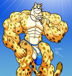 abs anthro big_muscles clothing genitals huge_muscles hyper hyper_muscles jockstrap male muscular penis solo underwear whistle_(object) gepredators cartoon_network my_gym_partner's_a_monkey mr._cheetah_(mgpam) cheetah felid feline mammal 2021