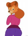 anthro big_butt butt butt_pose clothed clothing female fully_clothed looking_at_viewer looking_back mature_anthro mature_female narrowed_eyes pose smile solo wide_hipped_female wide_hips canime disney talespin rebecca_cunningham bear mammal