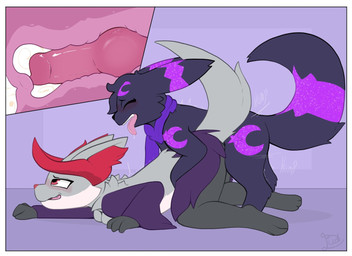 animal_genitalia animal_penis anthro anthro_on_feral anthro_penetrated bestiality black_body black_fur bodily_fluids border breasts canine_genitalia canine_penis cervical_contact cum cum_in_uterus cum_in_vagina cum_inside cutaway doggystyle duo eyes_closed female feral feral_penetrating feral_penetrating_anthro from_behind_position fur genital_fluids genitals internal internal_vaginal knot knotted_penis knotting looking_pleasured male male/female motion_lines multicolored_body multicolored_fur open_mouth penetration penis purple_scarf red_eyes scarf sex tongue tongue_out uterus vaginal vaginal_canal vaginal_penetration white_border flowerbud nintendo pokemon comet_(cosmicmoonlight) fan_character delphox eeveelution generation_2_pokemon generation_6_pokemon pokemon_(species) umbreon