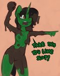 anthro female green_body horn mud solo marsminer hasbro my_little_pony mythology equid equine mammal mythological_creature mythological_equine unicorn amber_(disambiguation) hi_res